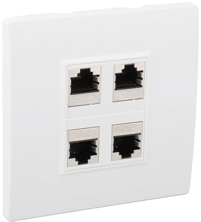4 Port CAT 6 Ethernet Wall Plate, 86 * 86mm Ethernet Wall Plate Is Suitable For Cat5, Cat5e, Cat6, Cat6a Ethernet Network Connection, Female To Female Internet Wall Plate