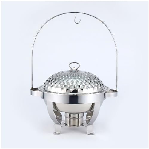 NISMIA Edelstahl-Chafing-Dish mit Hook-up, Chafing Dish-Buffet-Set, neuartiger Lebensmittel-Alkohol-Heiz- und Wärmebehälter, Catering-Wärmer-Server-Hakenrahmen,Silber,4.5L