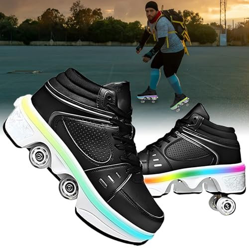 Schuhe mit Rollen fuir Madchen,Rollschuhe Kinder und Sneakers 2 in1, Deformed Roller Skates Jungen als Weihnachts- und Geburtstagsgeschenke (G, EU-38)
