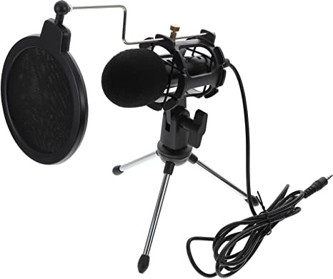 Angoily 3.5mm Gaming Microphone for Pc and Laptop, Condenser Recording Mic with Tripod and Shock Mount, Live Streaming and Podcasting Microphone Set for Online Content Creation and Gaming