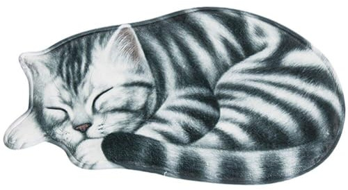 Tsffae Niedlicher Teppich in Form Einer Schlafenden Katze, 3D-kätzchenteppich, Flur, Veranda, Eingangsbereich, Fußmatte, Saugfähige Mikrofaser-bodenmatte Für Schlafzimmer, Küche, Wohnzimmer