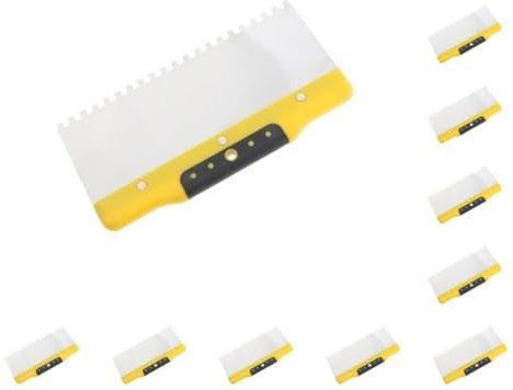 10 Set Drywall Trowel Notched Spreader Plastering Toothed Spatula Plastering Trowel 250mm, Yellow Black