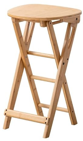ZJGFCB Sgabello da Bar Pieghevole in bambù, Sgabello Portatile, Sgabello da Bancone da Cucina, Sedia Pieghevole con Poggiapiedi, Sgabelli Pieghevoli in Legno per La Colazione in Cucina Domestica