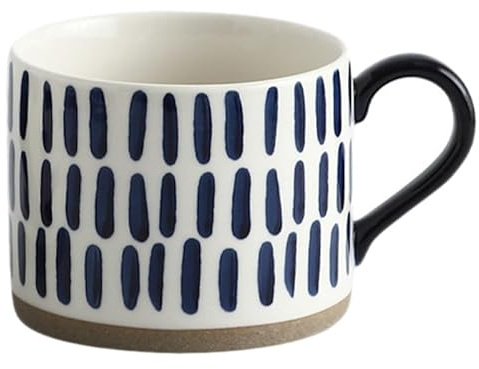 ABOOFAN Ceramic Mug Hand Painted Water Cup for Milk Juice and Coffee Round Rim Comfortable Heat Insulated Handle Wide Mouth for Easy Cleaning Daily Use Drinking Cup