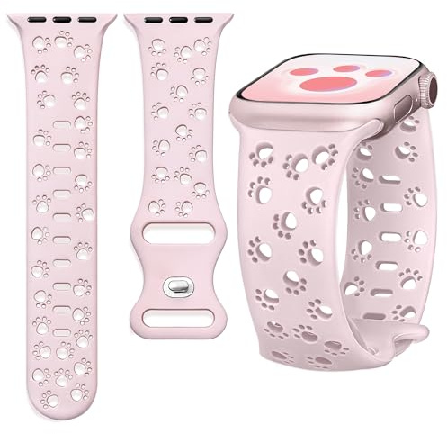 Ocaer Compatible with Apple Watch Straps 46mm 45mm 44mm 42mm 41mm 40mm 49mm 38mm, Cute Soft Silicone Strap for iWatch Series 11 10 9 8 7 6 5 4 Ultra SE 3 2 1, Sport Cat Dog Paw Bracelet for Women