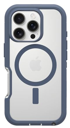 OtterBox Defender Series XT Hülle für iPhone 16 Pro, Transparent/Blau | MagSafe, Stoßfest und ultra-robust, Schützende Hülle, 7x getestet nach Militärstandard