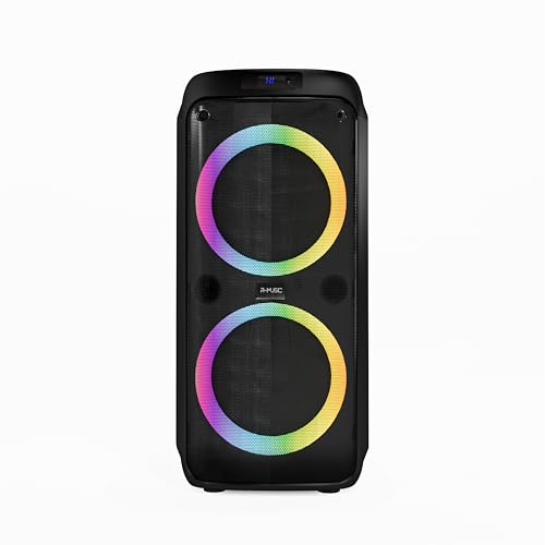 R-MUSIC - Party Boost M - Altavoz de Alta Potencia - Bluetooth 5.3, 11h de autonomía, RGB, Modo Karaoke, Micrófono con Cable, Mango Integrado, Ecualizador