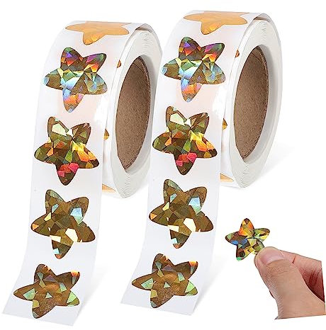 MOLUCKFU 2rollen Selbstklebende -sternaufkleber Gold Dekorative -Sticker Für Belohnungscharts Bastelprojekte Und Feiertagsdekorationen