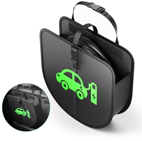 Yigowyigo Sac de rangement portable pour câble de charge de voiture électrique (5-15 m), tissu Oxford durable, organisateur de câbles de 38 cm pour accessoires de voiture électrique et accessoires de