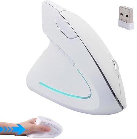 KeautFair Mouse wireless ergonomico per mancini (bianco)