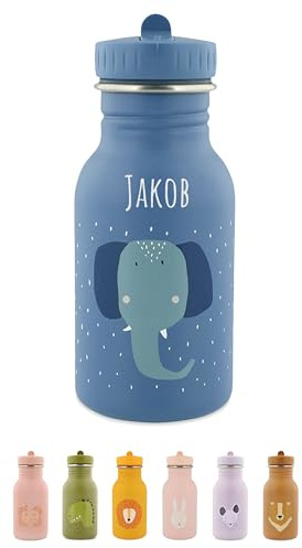 wunderwunsch Trinkflasche personalisiert für Kinder, Flasche personalisiert, Babyflasche, Kinder Flasche, Trixie Trinkflaschen mit individuellem Namen (Elefant, 350ml)