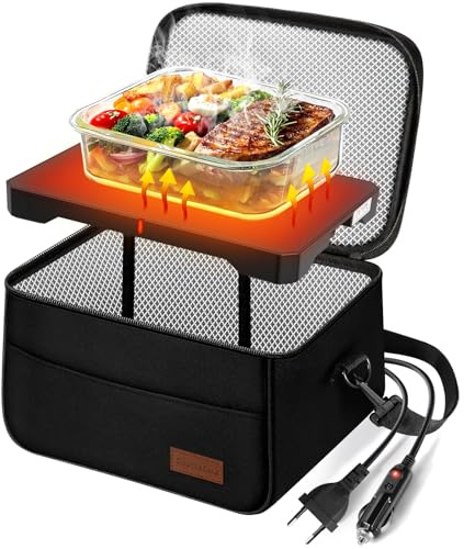DoubleCare 8.87L Fiambrera Eléctrica 3 en 1, 12/24V/220V Tartera Eléctrica para coche, Trabajo Fiambrera Térmica para Oficina, Hogar, Viajes, Coche y Camión