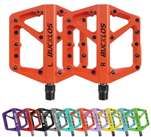 AEYINO Pédales de VTT plates pour VTT - Grande plateforme - En nylon - Antidérapantes - Pour vélo adulte - 9/16