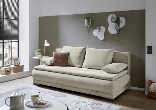 Liam Schlafsofa in beige – Modernes Design mit Bonell-Federkern, Bettkasten & Schlaffunktion für höchsten Komfort im Wohn- und Gästebereich