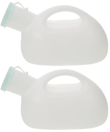 Healeved 2 pezzi di orinatoio maschile con coperchio da 2000 ml, contenitore portatile anti-goccia in plastica per, per uomini anziani, auto, viaggio, toilette di emergenza, orinatoio da comodino,