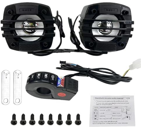 Stereo Per Moto – Altoparlanti Impermeabili E Kit Amplificatore Montati Sul Manubrio, Audio Hi‑Fi Per Moto Di Lunga Durata | Audio Resistente Alle Intemperie Da 12 V Per Scooter, Bicic
