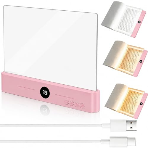 Shengruili Smart LED Book Light,Book Light,Leselampe Buch mit 3 Farben und Timer,Tragbare Flaches Leselicht,Book Lamp,Augenschutz Leselicht Buch Buchseite Licht,Zum Lesen Im Bett Bei Nacht