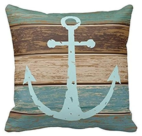Violetpos Kissenhülle Deko Nautischer Anker verwittertes Holz Sofa Zierkissenbezug Auto Zierkissenbezüge Kissenbezüge Bettwaren & Bettwäsche Kopfkissen Kissen 50 x 50 cm