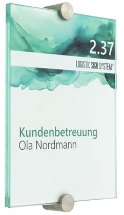 Logistic Sign System I Türschild Glas,Vitrum K2, Klemmhalter (130/170 mm)