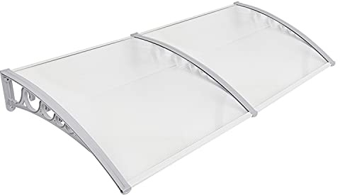 Auvent de Porte et fenêtres,Auvent de Porte Aluminium Auvent Marquise D'entrée Auvent de Porte D'entrée Résistante Toit Abri Contre La Pluie et UV,100*200cm