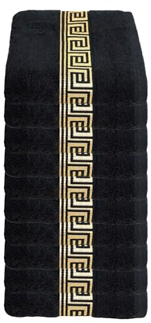 Julie Julsen 10er Pack Gästetuch Chemikalien-Frei 600g/m² Schwarz-Gold 30 x 50 cm 100% Baumwolle - Oeko TEX Std 100 Zertifizierung - Weich und Saugstark - Waschmaschinenfest
