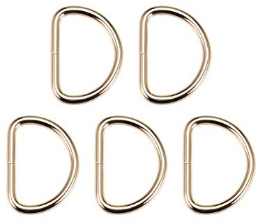 sourcing map 5 Stück Metall D-Ring 1,6(40mm) D-Ringe Schnalle für Hardware Taschen Gürtel Handwerk DIY Zubehör Goldfarben