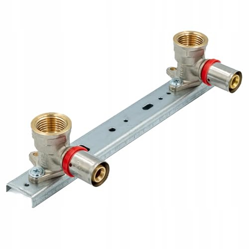 KNM Trade Pressfitting U-Profil Montageeinheit für PEX 16 x 1/2 x 100 mm | Messing verchromt, Wasserinstallation, Heizung, G-Gewinde, Klemmhülse