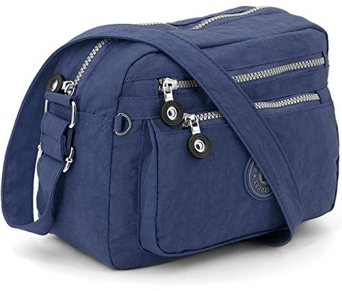 ekavale Kleine Schultertasche aus Wasserabweisendes Nylon – Handtasche für Damen & Mädchen - Crossbody Bag - Leichte Umhängetasche (Blau)