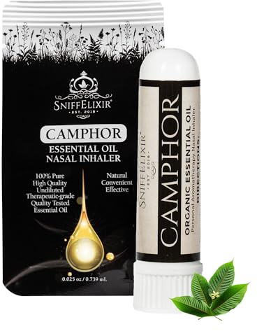 SniffElixir Camphor Aromatherapy Nasal Inhaler Stick – Essential Oil Inhaler Made with USDA Certified Organic Essential Oils, Crisp Invigorating Aroma