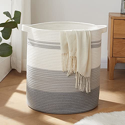 OIAHOMY Cesto portabiancheria con manici, 80 l, cestino decorativo per soggiorno, cestino portaoggetti in tessuto per giocattoli, cuscini, coperte, vestiti, 50,8 x 45,7 cm, grigio sfumato