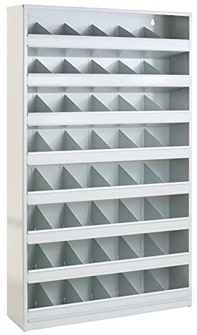 1a-TopStore XXL Profi Schüttenregal mit 48 Fächern aus stabilem Stahlblech, 85x50x12,5 cm, Wandregal, Sichtlagerregal, Lagersystem, Werkstatt (grau)