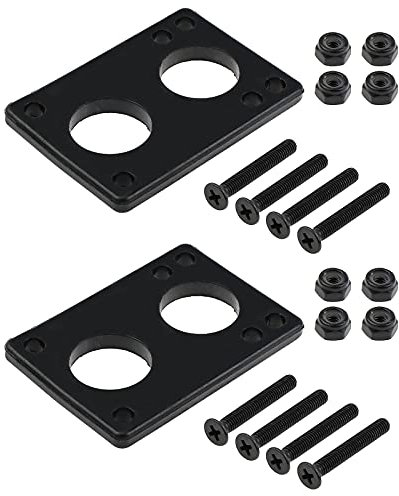 eMagTech 10 Stück 6 mm Dichtung für Skateboards, Longboard, Riser Pads mit Brücke, Nail Skate, Zubehör, Reparatur, Stoßdämpfung, Schwarz