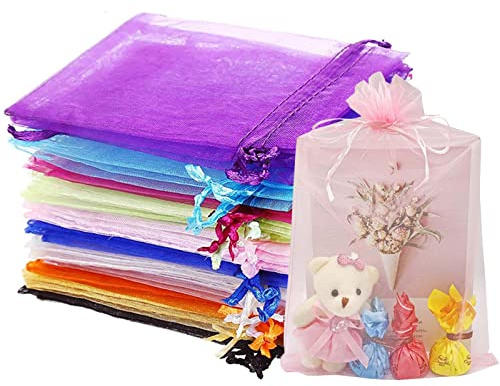 Esteopt 15 x 20 cm Organzasäckchen Bunt, Groß Organzasäckchen Geschenk Schmuckbeutel, Geschenkbeutel Schmuck Säckli Für Hochzeitsbevorzugung (50)