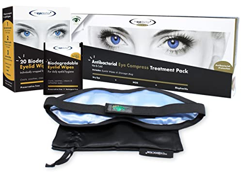 Eye Doctor Premium Set, wärmende Augenmaske und 20 Augenlidtücher, waschbar | Wiederverwendbare Warm-Kalt-Kompresse bei trockenen Augen und MGD, 20 biologisch abbaubare Einwegtücher, waschbarer Bezug