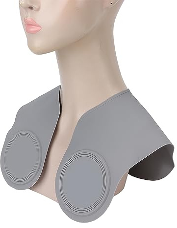 Haarschneidekragen, Wasserdichter Haarfärbeumhang, Silikon-Halsschutzschild für Salon, Friseur, Haarfärbemittel, Friseursalon, Haarschneideunterlage, Rutschfeste Gummi-Halstuchhülle(Grau) | Leicht zu reinigen, schützt Kleidung vor Verunreinigungen, schwerer Front für stabilen Sitz, faltbar und langlebig, ideal fü