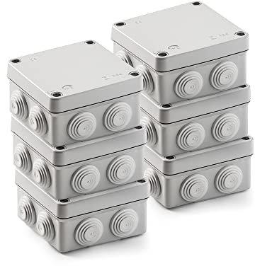 FAMATEL – Packung mit 6 wasserdichte Abzweigdose IP55 (3011) | Halogenfrei | Hohe Schlagfestigkeit | Schrauben 1/4 Drehung | Einfache Montage | Metrischer Kegel | 112x112x64 | Grau