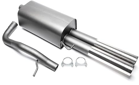 Sportendschalldämpfer Sportauspuff Endschalldämpfer Stahl 2x76mm rund gebördelt mit ABE für A4 Typ 8D B5 - Eintragungsfrei - 1034154