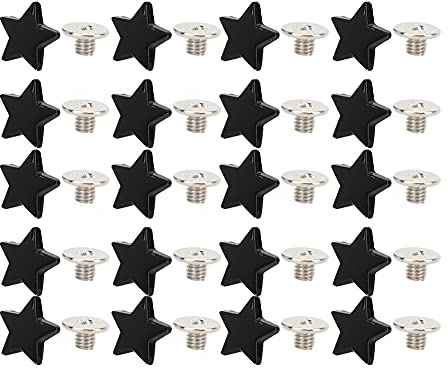 20 Stück 12mm Leder Nieten Schraubnieten Sternform Nieten DIY Bolzen mit Schrauben Taschen Kleidung Schuhe Gürtel DIY Kleidung Schuhe Dekoration Zubehör (flaches Schwarz)