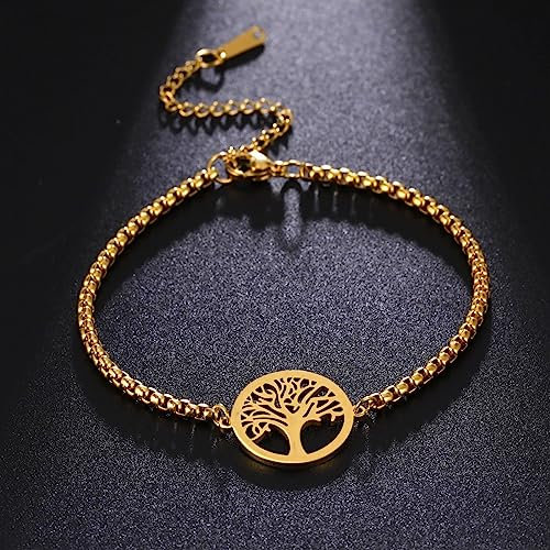 WEAV Braccialetto con Ciondoli Albero della Vita Vintage Braccialetti Color Oro da Donna Nuovo Regalo di Compleanno per Gioielli