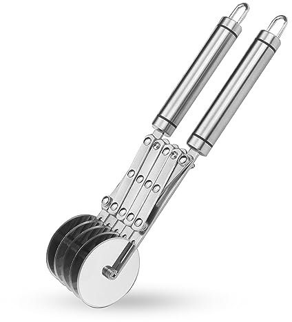 Cortador De Pizza Ajustable, 5 Ruedas Cortador De Masa, Cortador De Pizza De Acero Inoxidable 5 Ruedas, Cortapizzas con Asa, Cortador De Pasta, Cortador De Pastelería para Hornear Cocina