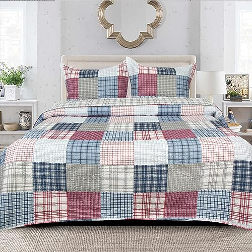 B&B Beautiful Floral Vintage Patchwork Quilt Bedspread Throw Bedding Sets Reversible Single Sofa Bed Throw for Bedroom Decor + 1 Pillow Sham CHIC VINTAGE (Des 5)