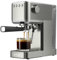 EVVO Cafetera Express Intensa, Presión de 20 bares, Cuerpo de Acero, Espressos y Capuccinos, 1350W, Doble salida, Portafiltros, Depósito de 1,2 l, Calentamiento Rápido (Steel, Sin manómetro)