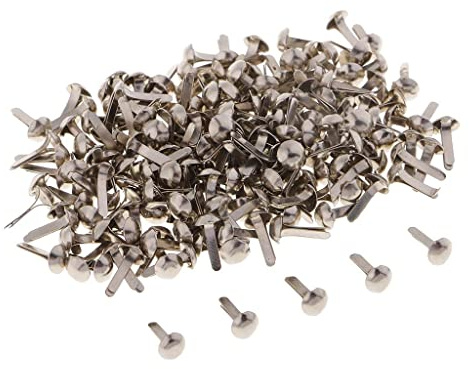 JISADER Befestigungselemente für Papierbasteln, Runder Kopf, 200 Stück, Metall, Brads, Silber, 4,5 mm
