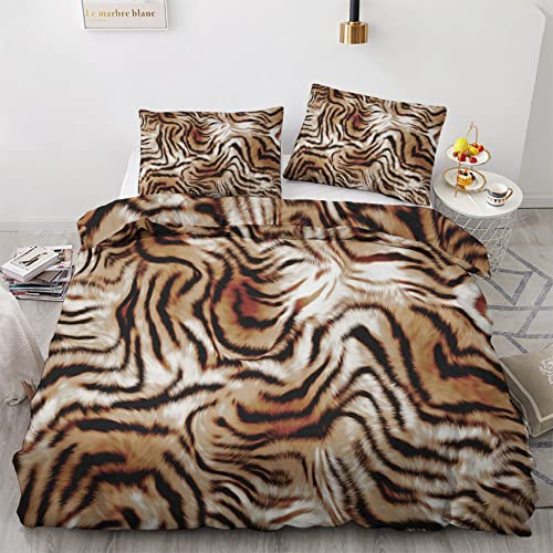Generisch Bettwäsche Tiger 135x200 - Bettbezug Tiere, Bettwäsche-Sets 2 teilig, Weich & Atmungsaktiv Mikrofaser Wendebettwäsche und 1 Kissenbezug 80x80 mit Reißverschlus H-1&-116