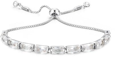 CASSIECA Armband Silber 925 Damen Weiß Zirkonia Kristall Tennis Armband für Frauen Geburtstags Muttertag Weihnachten Geschenk für Mama Freund Tochter Silber Schmuck Damen mit Box