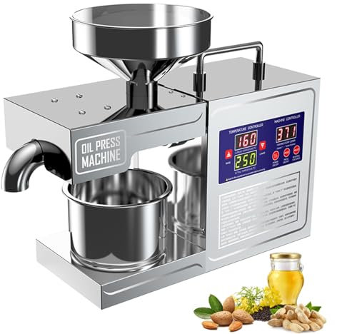 guoyjmm 820W Oil Press Machine, Automatic Commercial Oil Expeller Extractor Stainless Steel Oil Presser Pressing Mill Maker Machine for Commercial Domestic Use