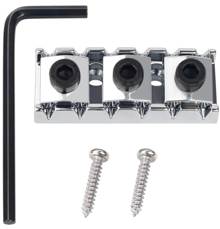 Banworks Cejuela de bloqueo para guitarra eléctrica de 42 mm Cejuelas de bloqueo de metal para guitarra eléctrica para sistema de puente vibrato de trémolo doble Guitarras JT/SDXZ-01 Cromadas