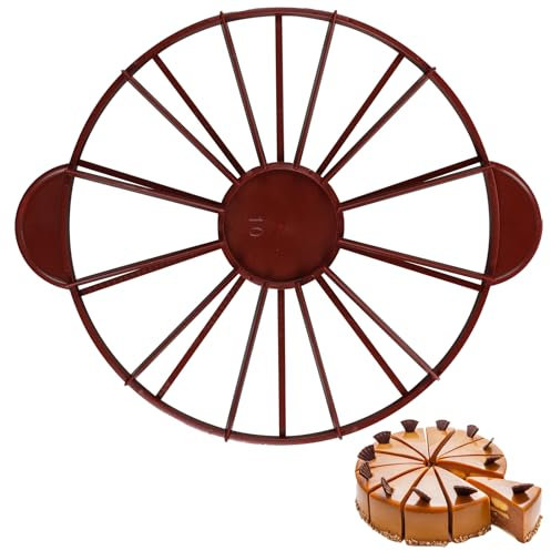 Liobelon Cake Portion Cutter Cake Divider Cheesecake Slicer Cake Slicer for Even Slices Double Sided Cake Portion Marker 10 or 12 Slices,Brown