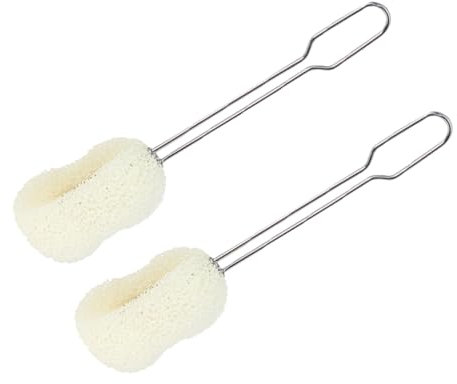 HAWILLOSCH 2pcs Long Handle Baby Bottle Brush and Water Cup Cleaning Sponge Scrubber for Kitchen Sturdy Handle Suitable for Glass Bottles and