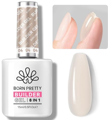 Born Pretty Builder Nail Gel - 8 in 1 Milky White Nude Quick Builder Gel für Nägel In a Bottle Aufbaugel für Gelnägel Base Top Coat Poly-Nagelgel Verlängerungsgel Verstärkungsgel Nagelkleber